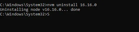 nvm uninstall code